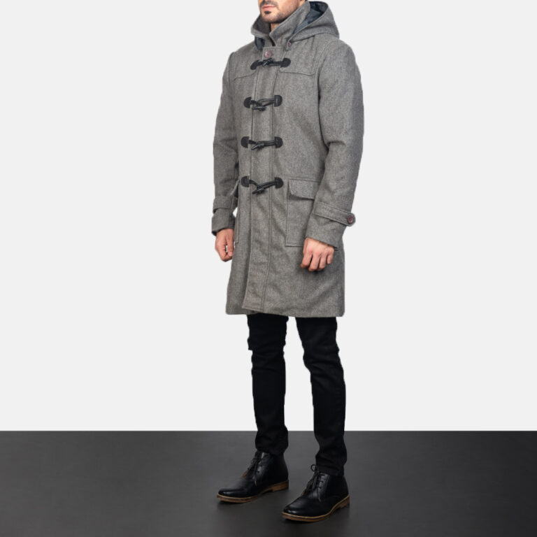 Mens Duffle Grey Wool Coat0976-3-1599202164012
